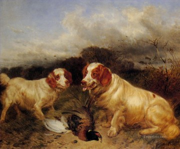 犬 Painting - 狩猟犬とマガモ